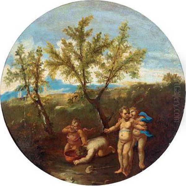 Putti In Un Paesaggio Oil Painting by Antonio Francesco Peruzzini