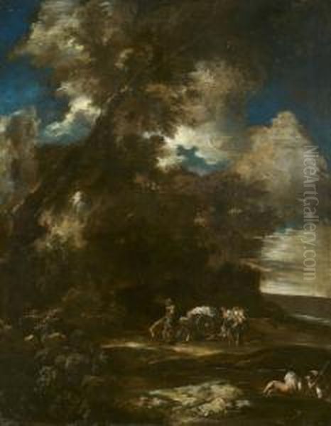 Landscape With Travelers Oil Painting by Antonio Francesco Peruzzini