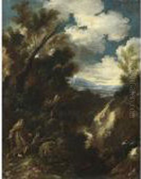 Sant'antonio Abate Nel Deserto Oil Painting by Antonio Francesco Peruzzini