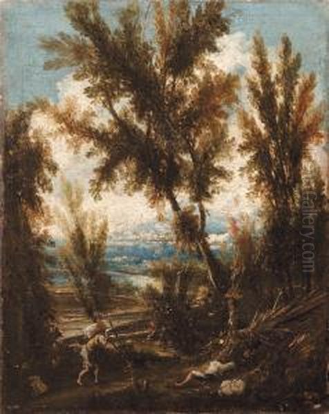 Paesaggio Con Viandanti Oil Painting by Antonio Francesco Peruzzini