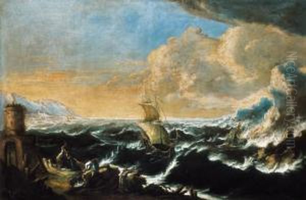 Stormy Sea Oil Painting by Antonio Francesco Peruzzini