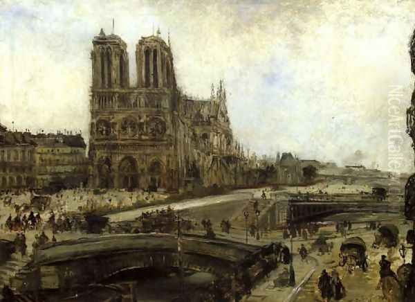 Notre Dame de Paris Oil Painting by Jacques-Edouard Dufeu