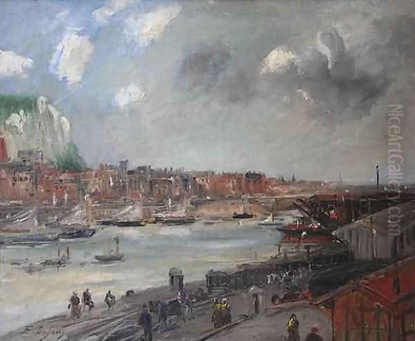 View of Port Oil Painting by Jacques-Edouard Dufeu