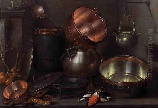 Kitchen Still-Life 1608-10 Oil Painting by Cornelis Jacobsz Delff