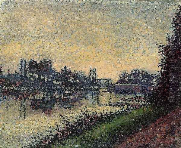 Landscape with Lock Oil Painting by Albert Dubois-Pillet