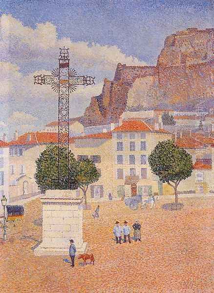 Le Puy: The Sunny Plaza Oil Painting by Albert Dubois-Pillet