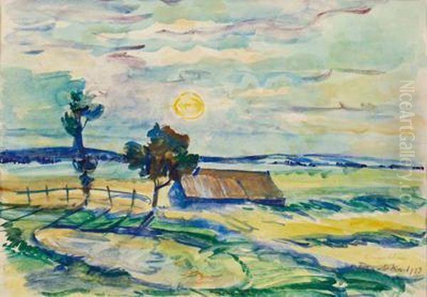 Landschaft Bei Tulln Oil Painting by Anton Emanuel Peschka