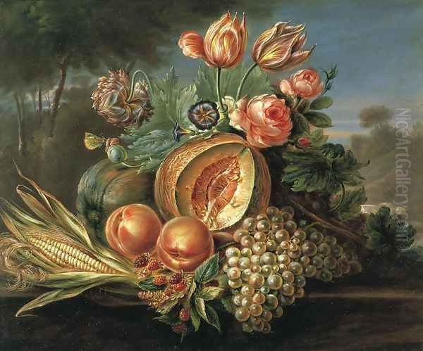 Still Life with Fruit and Flowers Oil Painting by Cornelius de Beet