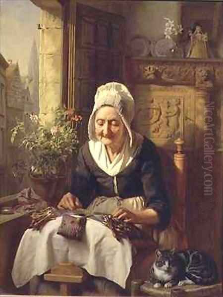 The Old Lacemaker Oil Painting by Josephus Laurentius Dyckmans