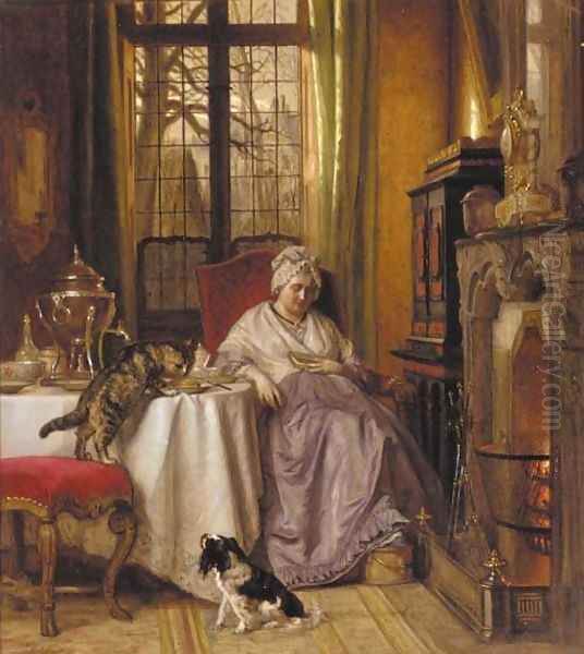 Fast asleep Oil Painting by Josephus Laurentius Dyckmans