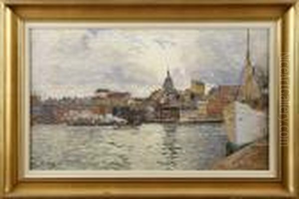 Stockholm Mot Soder Oil Painting by Axel Peter