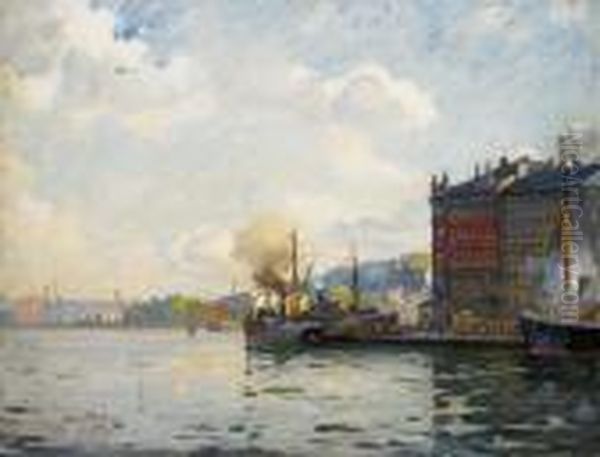 Motiv Fran Nybroviken - Stockholm Oil Painting by Axel Peter