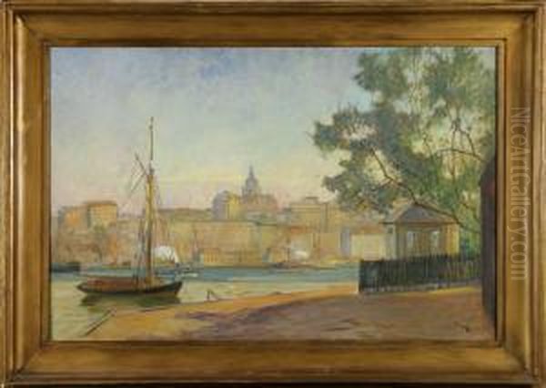 Stockholm Mot Soder Oil Painting by Axel Peter