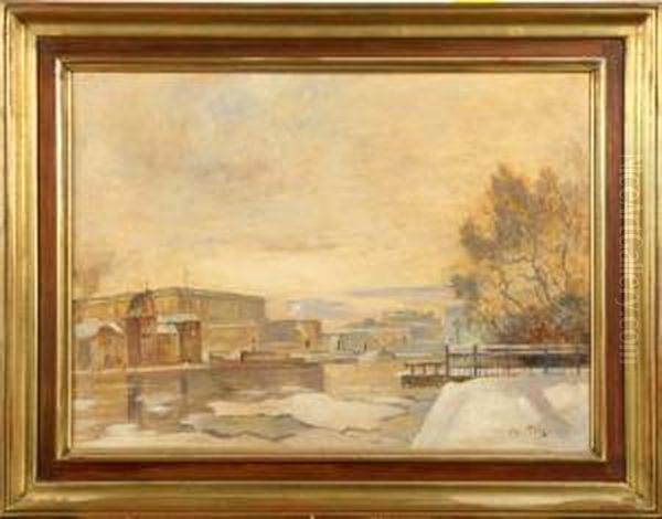 Motiv Fran Stockholm Oil Painting by Axel Peter