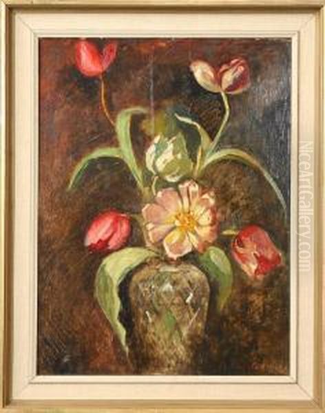 Blomsterstilleben Oil Painting by Axel Peter