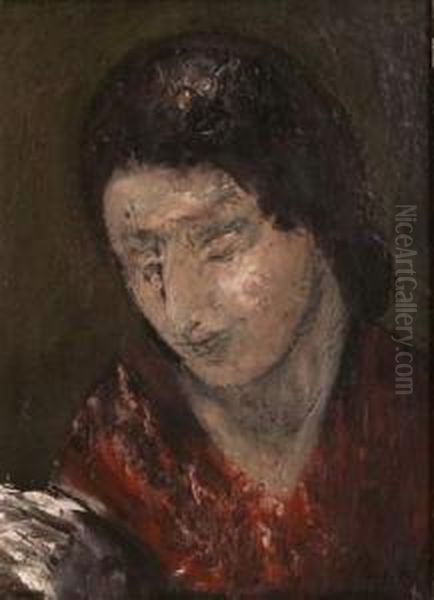 Jeune Femme Pensive Oil Painting by Adolphe Peterelle