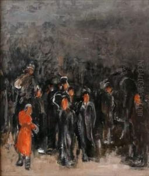 La Foule Oil Painting by Adolphe Peterelle