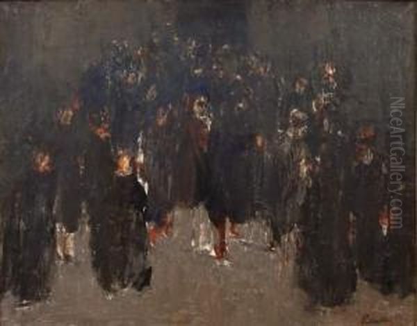 Foule Oil Painting by Adolphe Peterelle