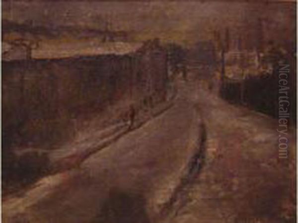 Petrelle - - La Rue Oil Painting by Adolphe Peterelle