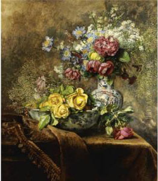 Still Life Of Flowers Oil Painting by Anna Peters