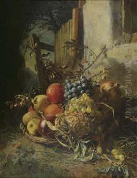 Fruit In A Basket Oil Painting by Anna Peters