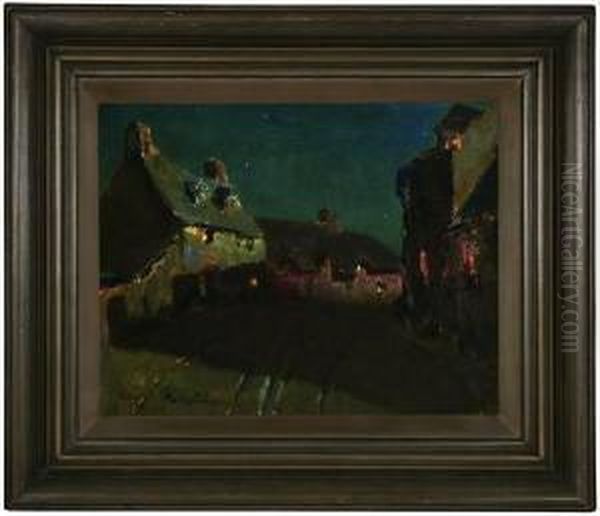 Nocturne - A Village Road Oil Painting by Charles Rollo Peters