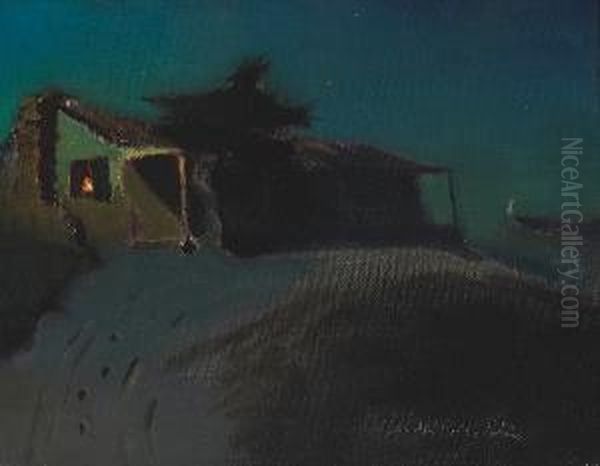 An Adobe At Night Oil Painting by Charles Rollo Peters