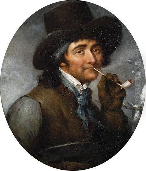 Portrait Of A Country Gentleman Smoking A Pipe Oil Painting by Matthew William Peters