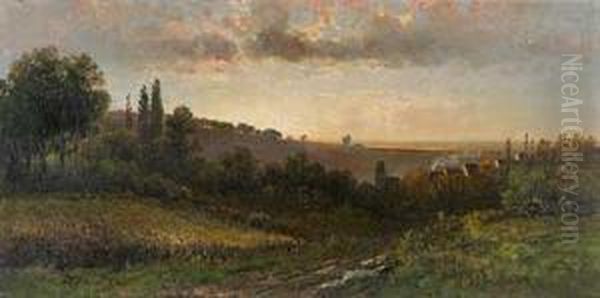 Abendstimmung Bei Stuttgart Oil Painting by Pieter Francis Peters