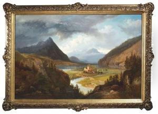 Francis. Landscape At Lake Thun In Switzerland Oil Painting by Pieter Francis Peters