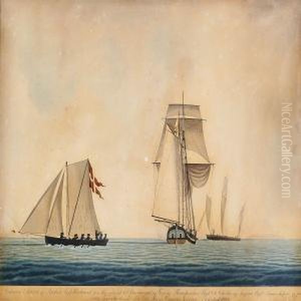 A Collection Of Six Ship Portraits From Captain Michael Moller, Copenhagen Oil Painting by Jacob Petersen