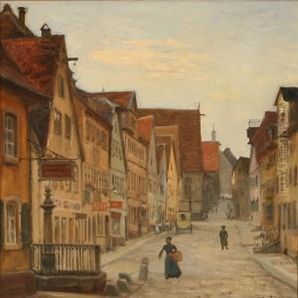 Street Scene From A City Oil Painting by Tom Petersen