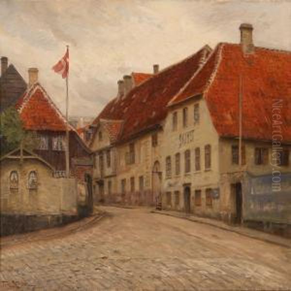 Street Scene From Faaborg, Denmark Oil Painting by Tom Petersen