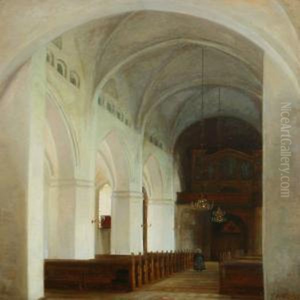 Interior From Afaaborg Church Oil Painting by Tom Petersen