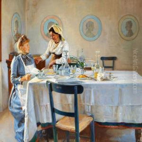 Efter Frokosten Oil Painting by Tom Petersen