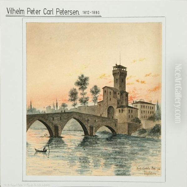 Ponte Castello Pisa Oil Painting by Vilhelm Peter Carl Petersen