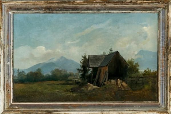 A Southern German Landscape Oil Painting by Vilhelm Peter Carl Petersen