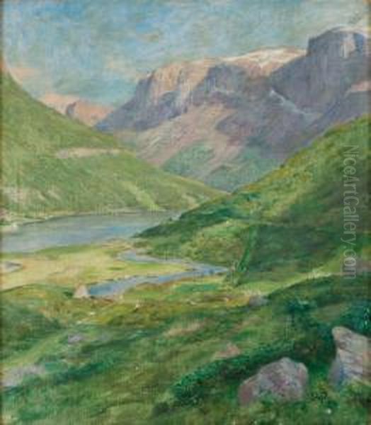 Fjallandskap Med Alv Oil Painting by Eilif Peterssen