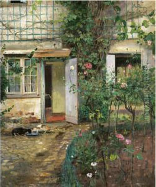 Gammelt Hus I Normandi (old House In Normandy) Oil Painting by Eilif Peterssen