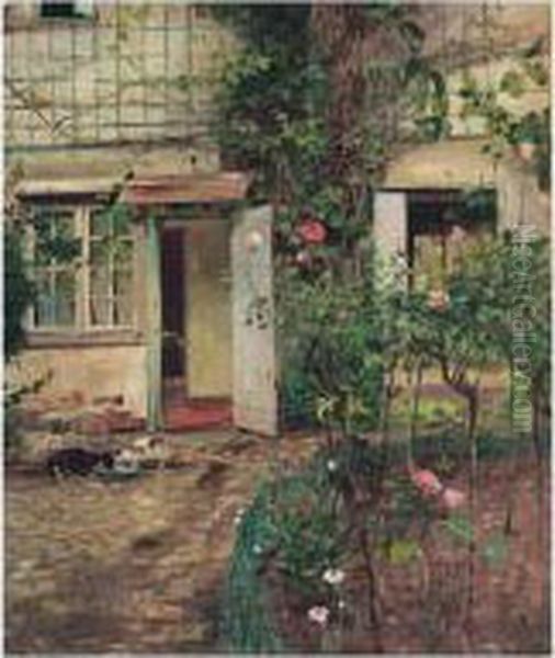 Gammelt Hus I Normandi (old House In Normandy) Oil Painting by Eilif Peterssen