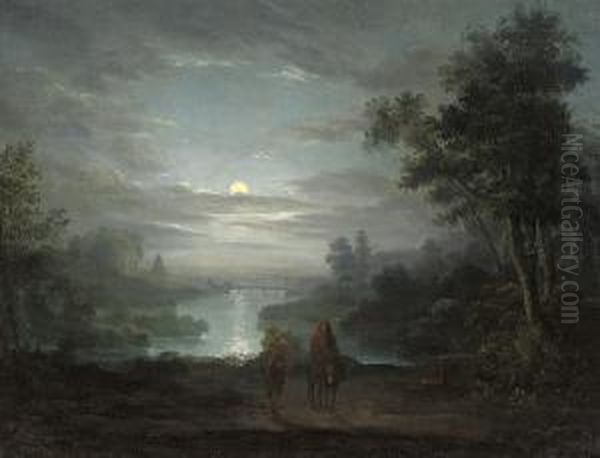 The Rest On The Flight Into Egypt Oil Painting by Abraham Pether