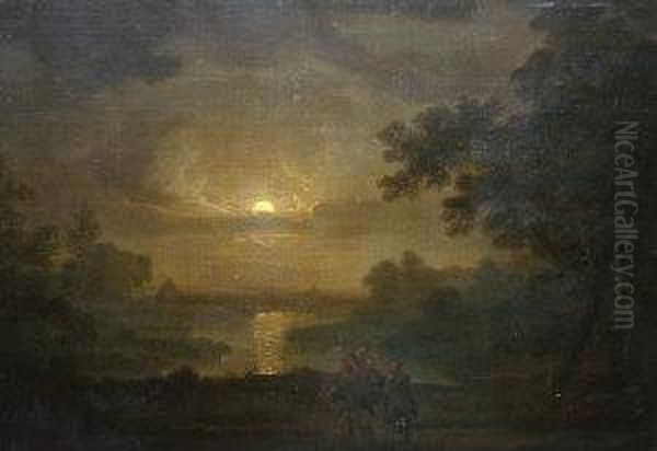 The Flight Into Egypt Oil Painting by Abraham Pether