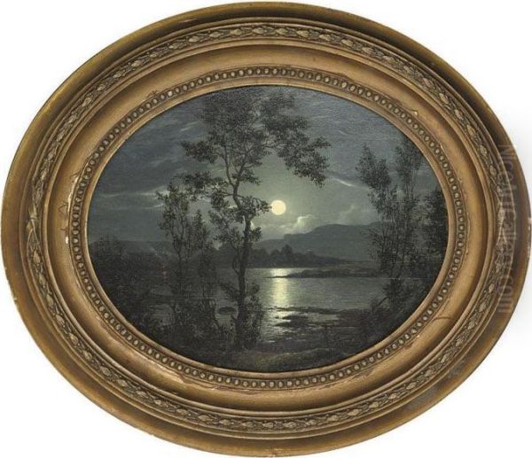 Moonlight Over A Lake by Henry Pether