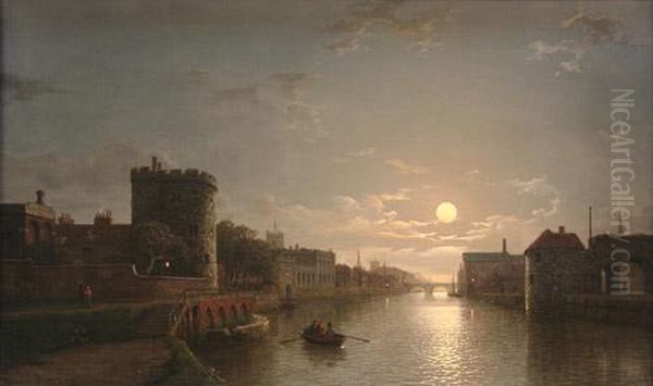 On The Ouse, York Oil Painting by Henry Pether