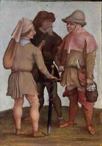 Three peasants Oil Painting by Durer or Duerer, Albrecht