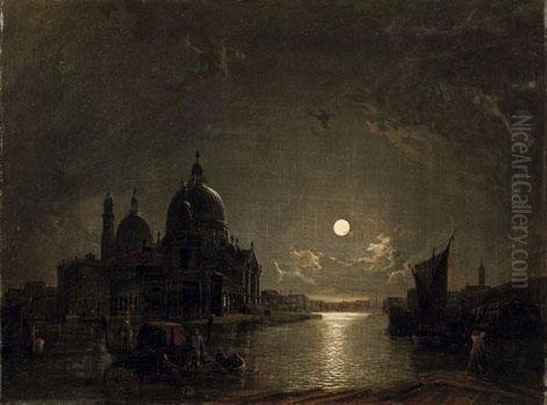 Il canal grande A venezia Con La Chiesa Della Salute Oil Painting by Henry Pether