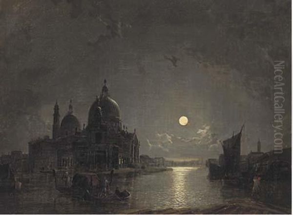 Santa Maria Della Salute From The Grand Canal Oil Painting by Henry Pether