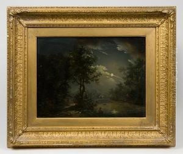 Moonlit Fishing Scene Oil Painting by Sebastian Pether