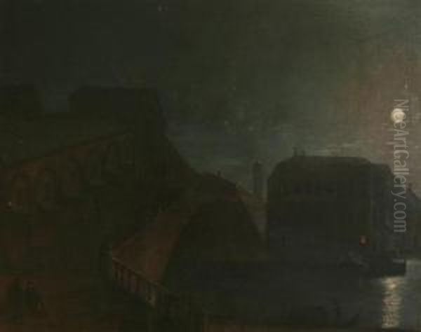 The Rialto Bridge Under Moonlight Oil Painting by Sebastian Pether