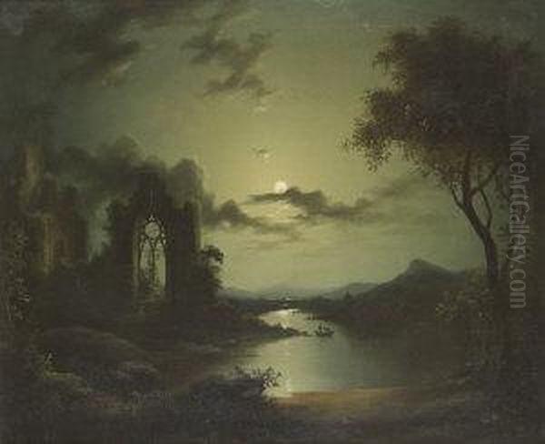 Moonlit Landscape Oil Painting by Sebastian Pether